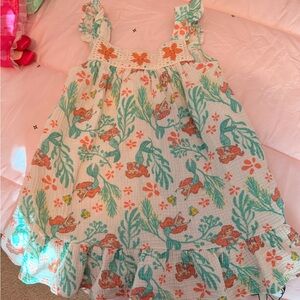 Kids White and Teal Ariel little Mermaid Print Sundress